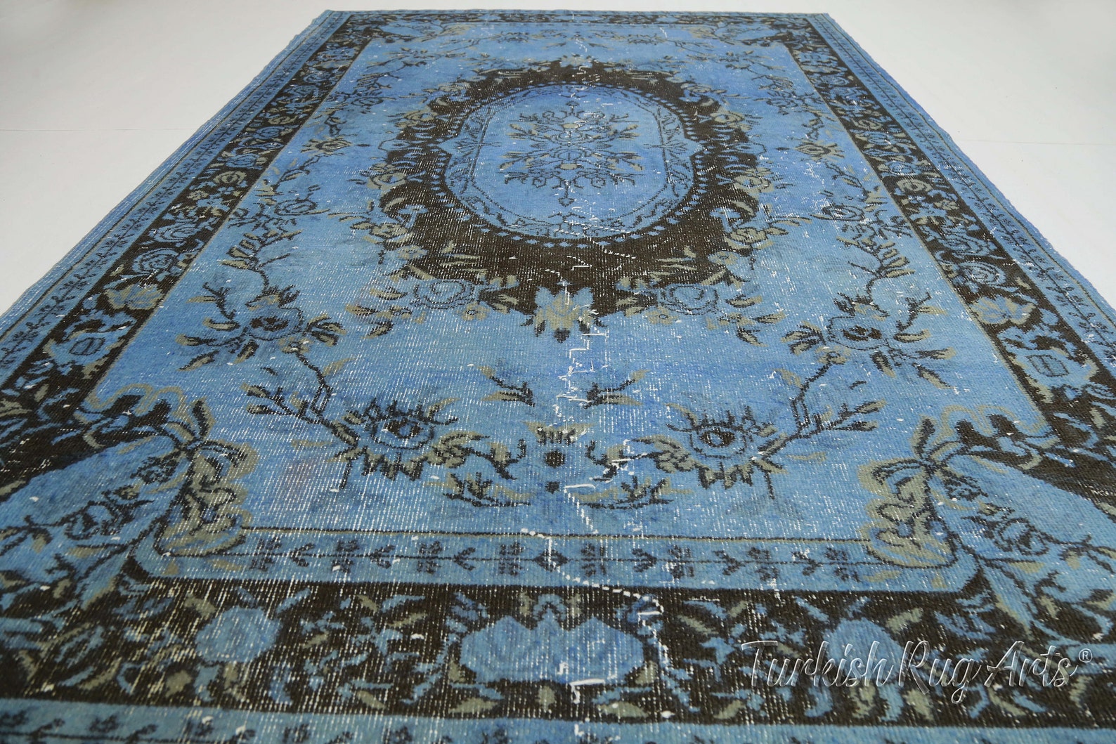 5.7x8.6 Ft PASTEL BLUE ORIENTAL Area Rug Free Shipping Etsy
