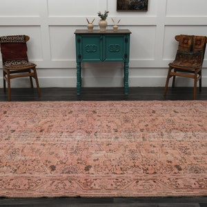 7x10 TURKISH OUSHAK VINTAGE Rug, Wool Rug, Handmade, Area Rug, Turkey Rug, Living Room Rug, Home Decor, Bedroom, Pink Floral Ethnic Carpet