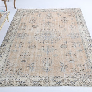 6.1x9.3 ft, AREA RUG, Turkish Rug, Vintage Rug, Oushak Rug, Handmade Rug, Floral Rug, Wool Rug, Floral, Rugs, Saloon Rug, Farmhouse Decor