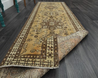 2.8 x 10.3フィート、トルコ製ヴィンテージランナー、ウールラグ