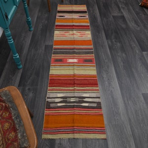 1.6x7.3 Ft, TURKISH Rug, Vintage Rug, Oushak Rug, Wool Rug, Handmade Rug, Bath Rug, Red Runner, Farmhouse Decor, Runner Rug, Boho Carpet