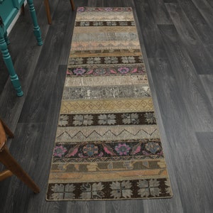 2.3x7.8 ft, TURKISH Runner, PATCHWORK, VINTAGE Runner, Oushak Runner, Runner Rug, Farmhouse Decor, Wool Runner, Hallway Runner, Handmade