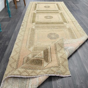 3.9x12.1 ft, ORIGINAL VINTAGE OUSHAK Runner Rug, Wool Turkish Runner, Stair Runner, Hallway Runner, Home Decor, Farmhouse Decor, Handmade