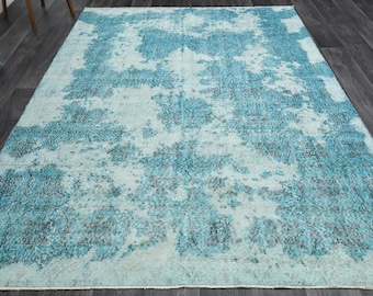 2,0x2,9 m, tappeto turco, tappeto vintage, tappeto OUSHAK, tappeto da area, fatto a mano, tappeto di lana, tappeto da soggiorno, arredamento per la stanza, tappeto anticato, tappeto blu