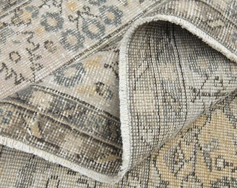 6.7x9.7フィート、花柄ヴィンテージトルコ製エリアラグ、リビング