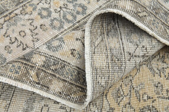 6.7x9.7フィート、花柄ヴィンテージトルコ製エリアラグ、リビング