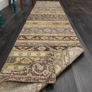 2.3x10.5 Ft, VINTAGE Rug Runner, Turkish Runner, Handmade, PATCHWORK Rugs, Bohemian, Wool Rug, Oushak Runner, Kitchen Rug, Entryway Carpet