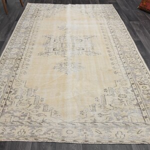 6.1x9.4 ft, VINTAGE Rug, TURKISH Rug, OUSHAK Rug, Oriental, Floral, Wool, Handmade, Room Decor, Living Room Rug, Turkey Rug, Beige, Carpet