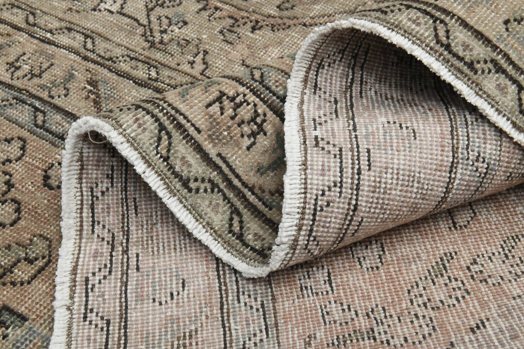 10x13 フェードブラウン トルコ製ラグ、ハンドメイドウールラグ