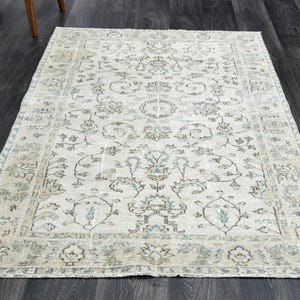 4x6 ft, VINTAGE Turkish Rug, Handmade Rug, Small Beige Rug, Bohemian, Wool Rug, Oushak Rug, 4x6 rugs, Area Rug, Farmhouse Decor, Floral Rug