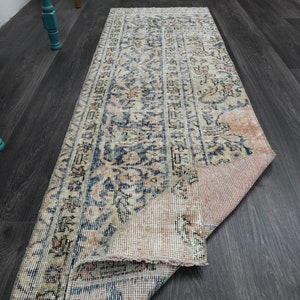 2x6 Orange Green TURKISH Rug, Handmade VINTAGE Rug, Oushak Rug, 2x6 Runner Rug, Wool, Hallway Rug, Floral Rug, Faded Carpet, Kitchen Rug