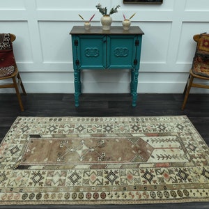 3.8x6.6 ft, Antique Turkish Rug, Oushak Rug, Vintage Rug, Area Rug, Beige Brown Rug, Living Room, Wool, Handmade Rug, Low Pile, 4x7 Carpet