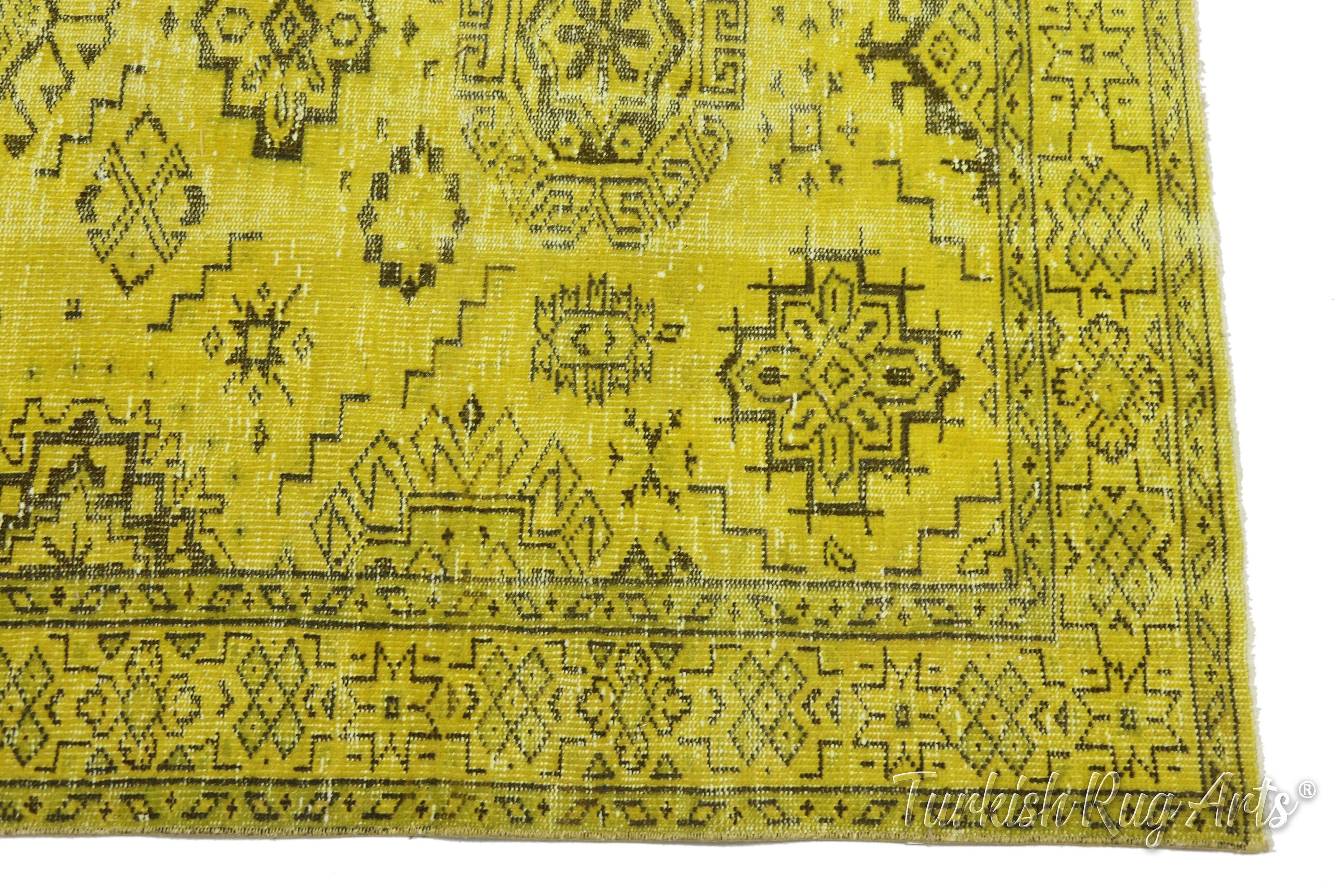 5.1x8.8 ft YELLOW VINTAGE Rug TURKISH Rug Handmade | Etsy