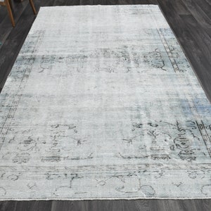 5.7x9.3 ft, DISTRESSED TURKISH Rug, VINTAGE Rug, Oushak Rug, Area Rug, Wool Rug, Room Decor, Living Room Rug, Turkey Rug, Handmade, Carpet