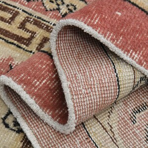 6.5x10.5 ft, VINTAGE RUG, TURKISH Rug, Oushak Rug, Pink Beige Wool Rug, Oversized, Handmade, Living Room Rug, 7x11 Area Rug, Distressed Rug