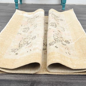 4x7 ft, TURKISH UNIQUE RUG, Oushak Rug, Vintage Rug, Kitchen Decor, Handmade Wool Rug, Farmhouse Decor, Floral Rug, Area Rug, Beige Rug