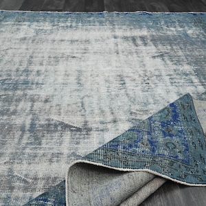 7x10 Gray Blue Turkish Rug, Handmade Vintage Oushak Rug, Area Rug, Antique Wool Rug, Living Room Rug, Home Decor, 7x10 Rug, 6.9x9.9 Ft