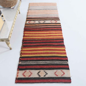 2.3x6.5 ft, Turkish Runner, Oushak Runner, Vintage Runner, Colorful Kilim, Handmade Rug, Farmhouse Decor, Hallway Kitchen Runner