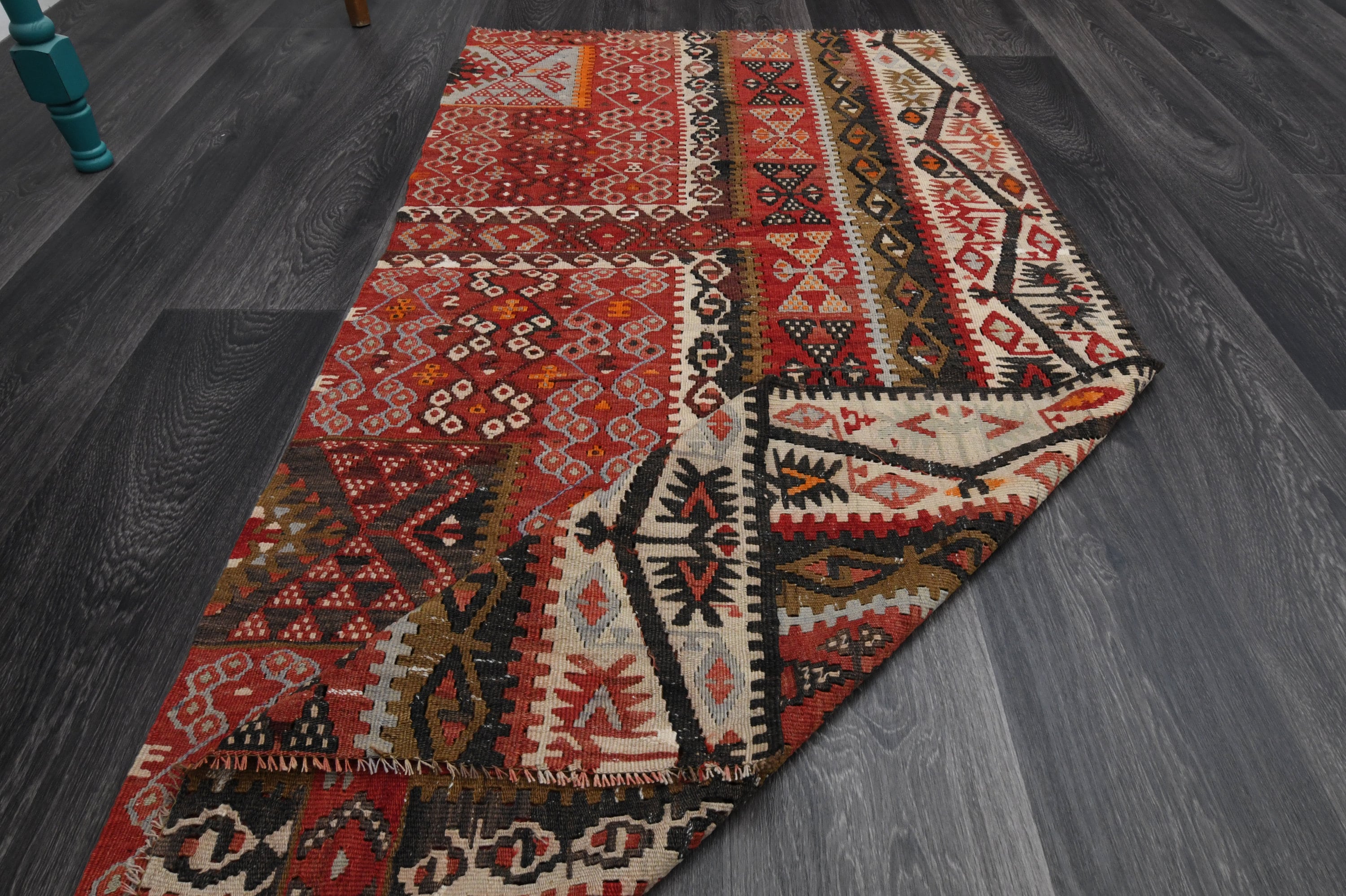 2.7x3.8フィート、トルコキリムラグ、ヴィンテージラグ