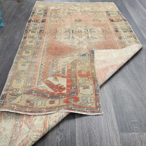 3.1x6.3 ft, BOHEMIAN RUG RUNNER, Turkish Handmade Rug, Vintage Runner, Wool Oushak Runner,, Orange Rug, Kitchen Decor, Hallway, Bathroom Rug