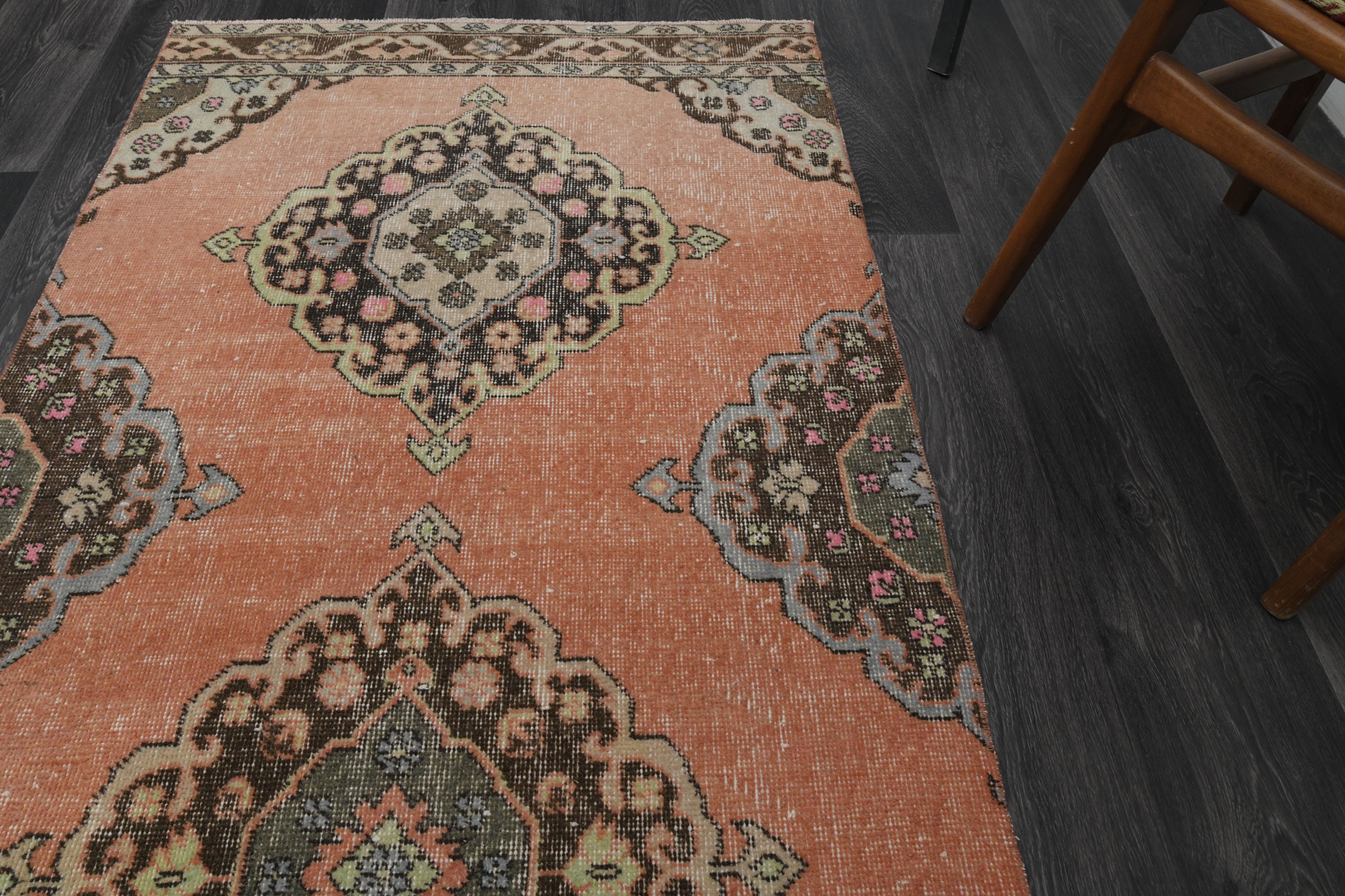 3.3x12.3フィート オレンジ ヴィンテージ ランナー、トルコ製ランナー