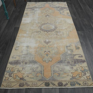 3.7x8.2 ft, TURKISH Rug, Vintage Rug, Handmade, Wool, Oushak Rug, Medium Area Rug, Turkey Carpet, Boho Decor, Farmhouse Decor, Faded Rug