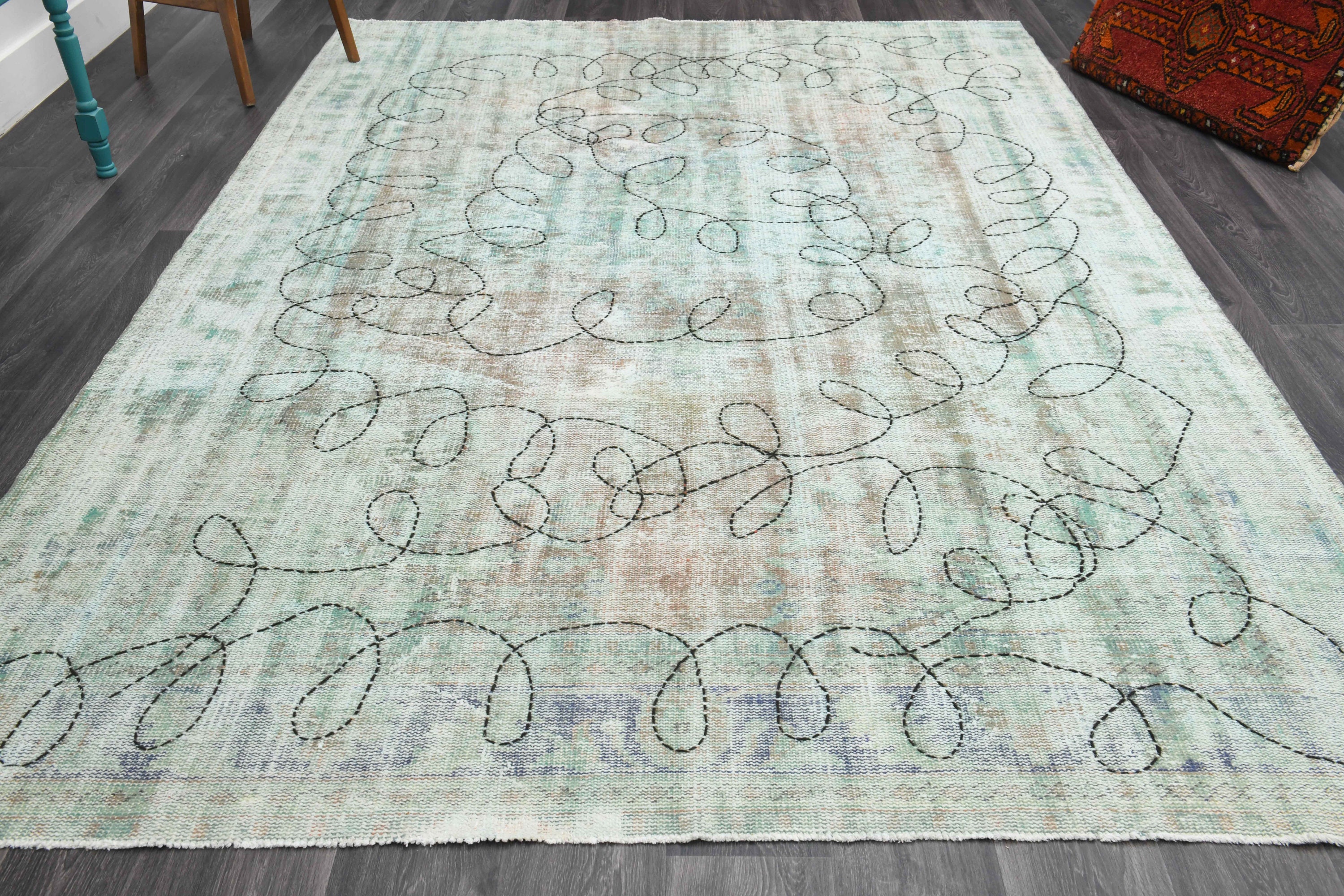 7.3x10.3フィート、アンティークラグ、トルコ製ラグ、エリアラグ