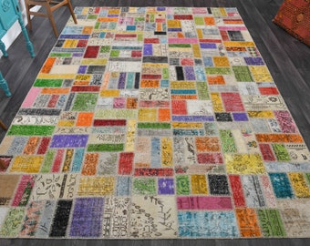 6.2 x 10フィート、トルコ製ラグ、パッチワークラグ、ヴィンテージラグ