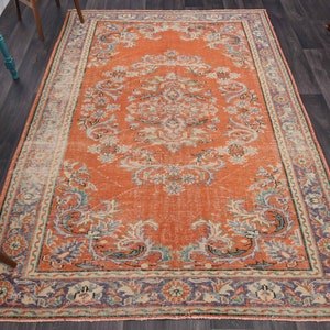 okapiさま専用　トルコ　ヴィンテージラグ　ベージュ系オレンジ　フローラル okapiさま専用 トルコ ヴィンテージラグ ベージュ系オレンジ フローラル