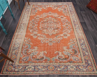 5.7x7.3フィート、トルコラグ、ウシャクラグ、ヴィンテージラグ