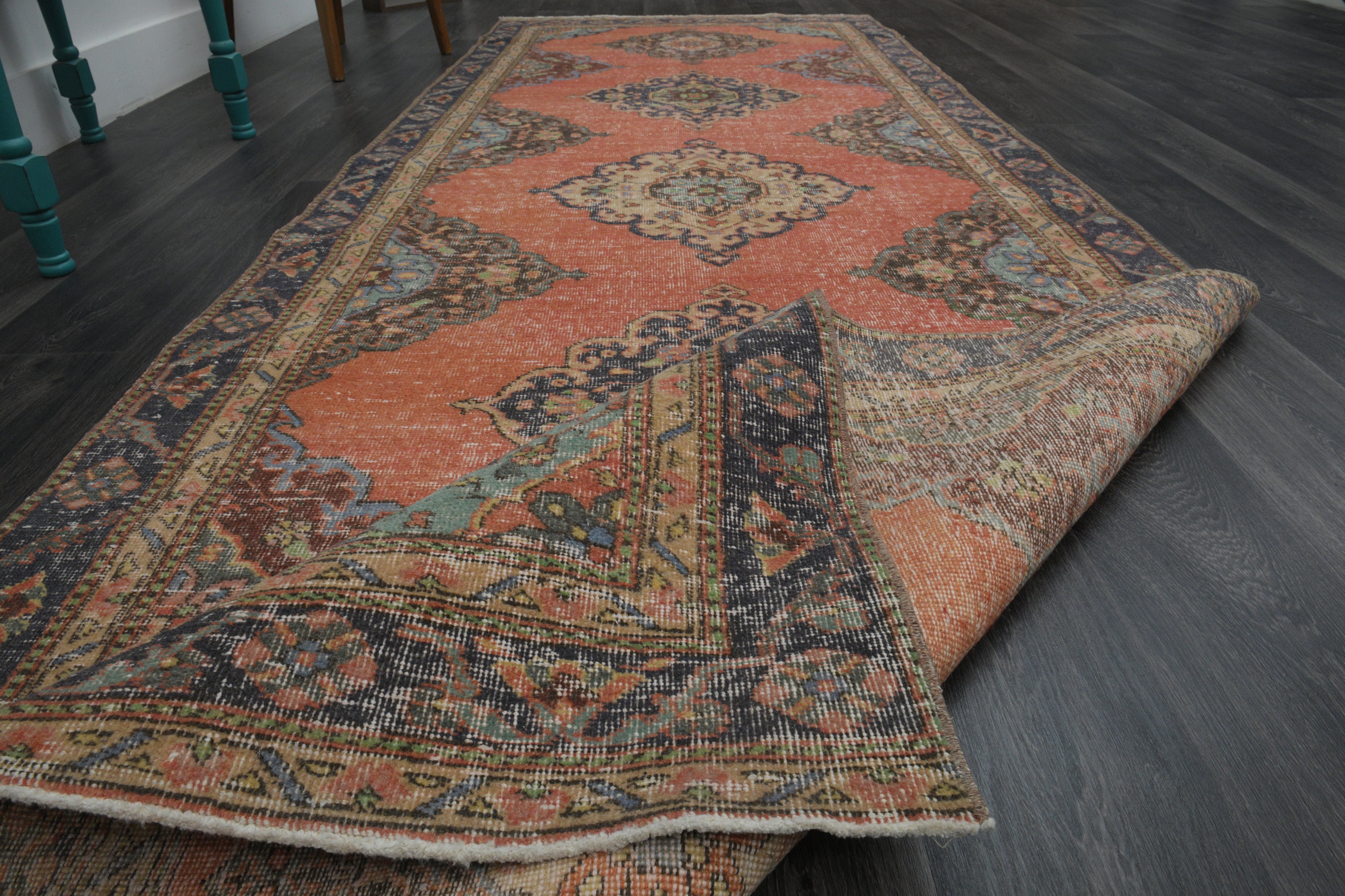 4x12 トラディショナル 廊下ランナー、トルコ製ランナー、ヴィンテージ