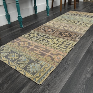 2.2x6.4 ft, TURKISH Runner, PATCHWORK, VINTAGE Runner, Oushak Runner, Boho Chic, Wool Rug, Hallway Runner, Handmade Carpet, Farmhouse Decor
