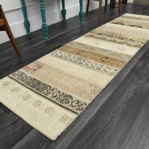 2.2x8.3 ft, TURKISH Runner, PATCHWORK, VINTAGE Runner, Oushak Runner, Farmhouse Decor, Wool Rug, Hallway Runner, Handmade Bathroom Carpet