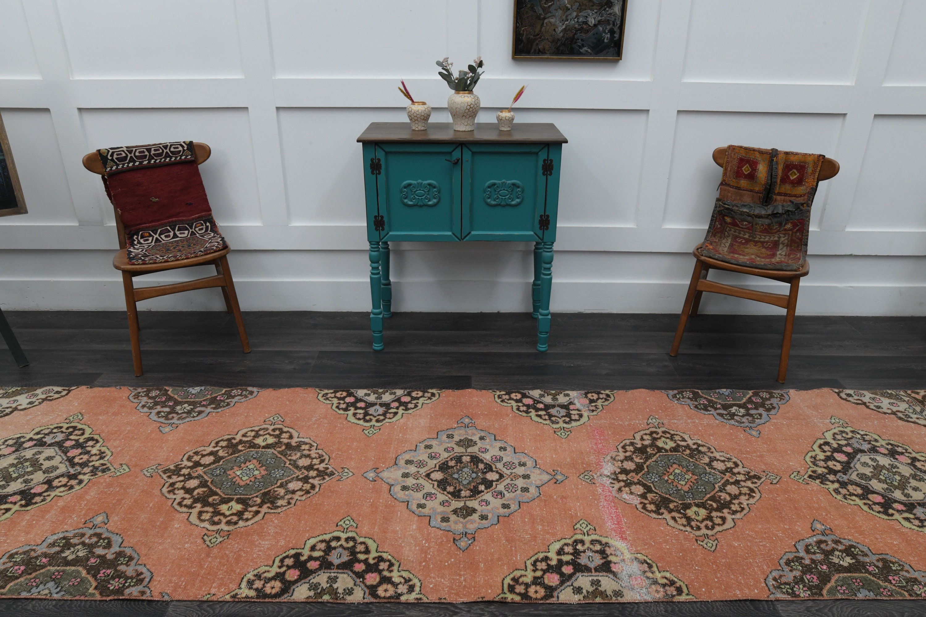 3.3x12.3フィート オレンジ ヴィンテージ ランナー、トルコ製ランナー