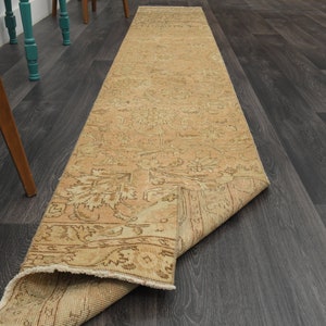 2.2x12.7 ft, TURKISH Runner, VINTAGE Runner, Oushak Runner, Runner Rug, Farmhouse Decor, Wool, Hallway Runner, Handmade, Brown Rug, Carpet