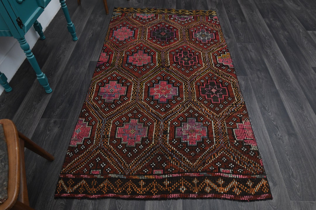 4.7x7.9フィート、トルコ製フラットウィーブラグ、OUSHAKラグ