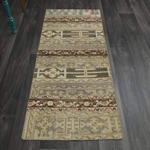 2.3x5.5 ft HALLWAY RUNNER RUG, Turkish Rug, Bohemian Rug, Wool Rug, Vintage Runer Rug, Beige Rug, Handmade Rug, Oushak Rug, Authentic Rug