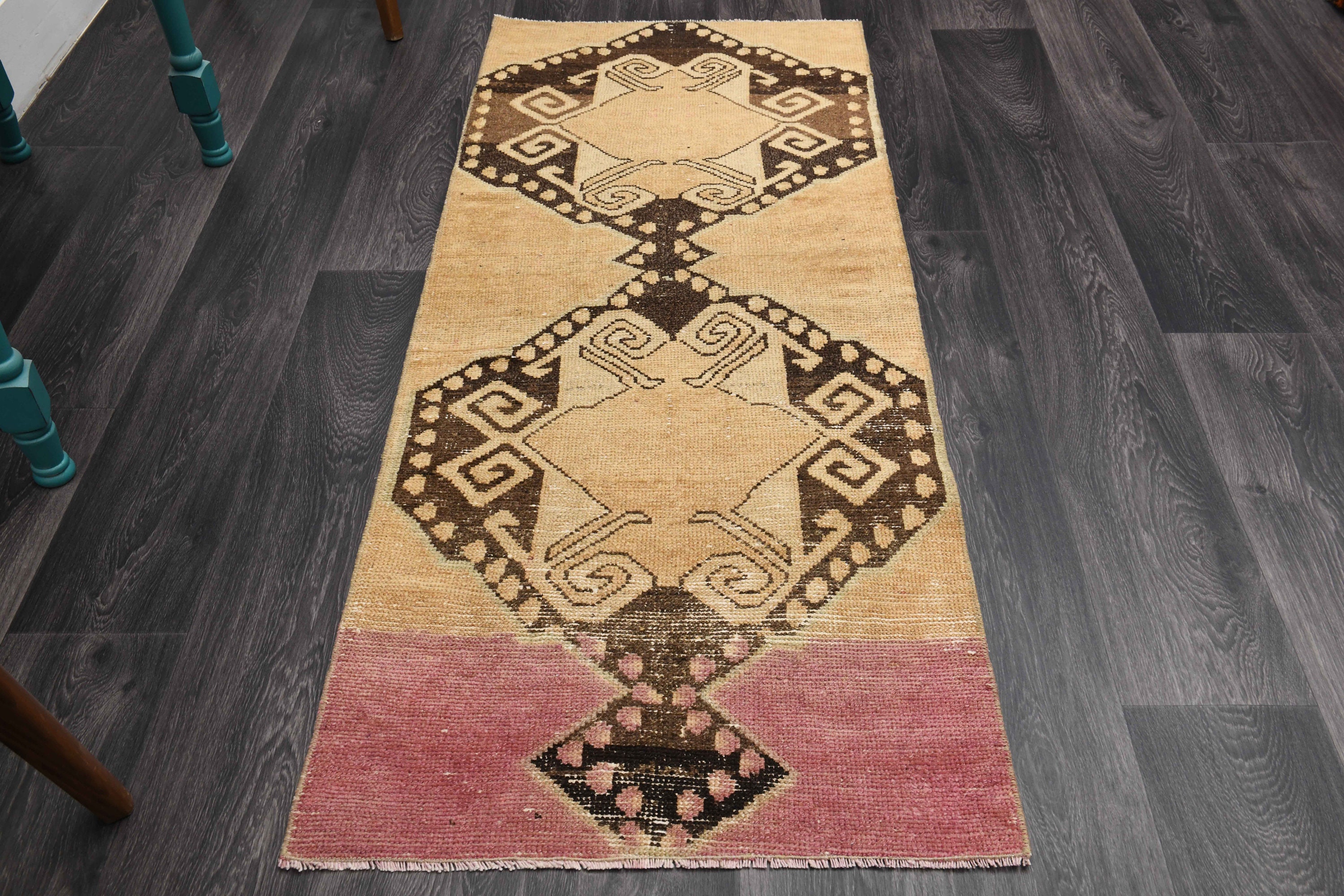 116×212\" Feel nature”ViNTAGE TURKiSH RUG 2.1x6 Ft, VINTAGE TURKISH Rug, Neutral Handmade, Rug Runner