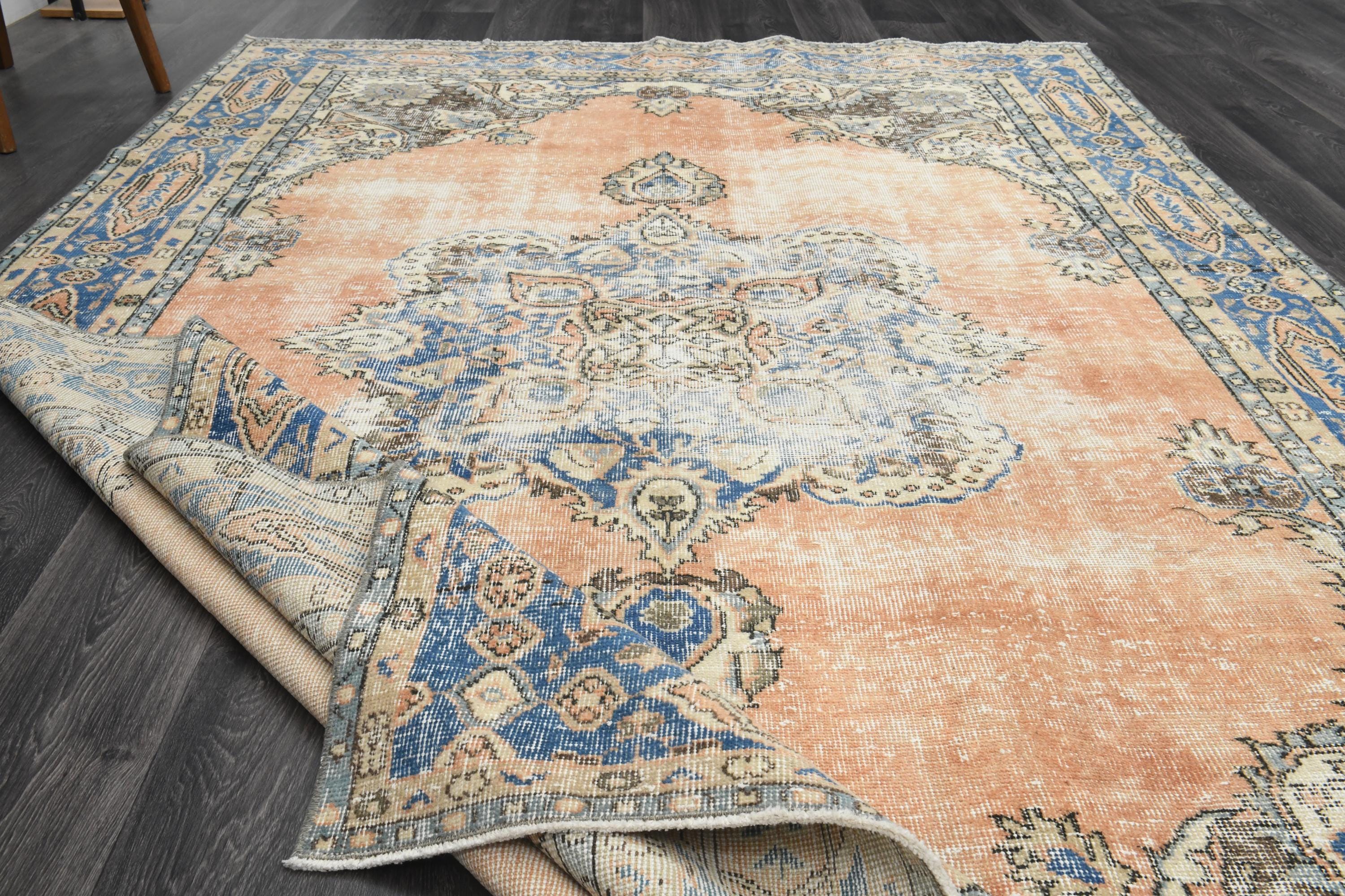 6'7x10'4フィート、トルコ製ウシャクラグ、ヴィンテージラグ、リビング