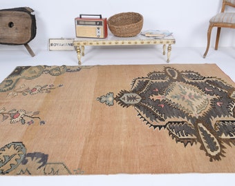 5.1 x 7.1フィート、ヴィンテージトルコラグ、エリアラグ