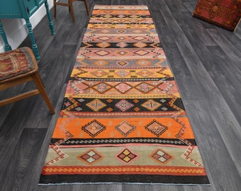 3.7x12.5フィート、トルコキリムランナー、ヴィンテージランナー