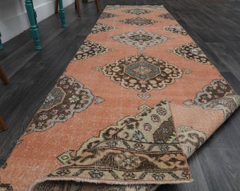 3.3x12.3フィート オレンジ ヴィンテージ ランナー、トルコ製ランナー