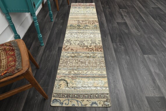 1.9 x 8.3フィート、トルコ製ランナー、パッチワーク、ヴィンテージ