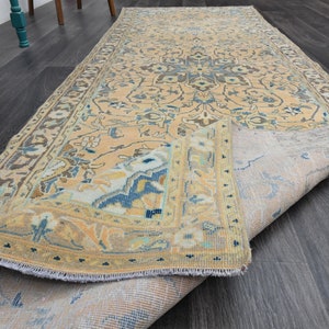 3.4x10.2 ft, OUSHAK RUNNER, HALLWAY Rug, Turkish Runner, Vintage Runner, Wool, Handmade, Bohemian, Oriental Carpet, Yellow, Farmhouse Decor