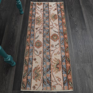 1x4 TURKISH Rug, Vintage Rug, Oushak Rug, Wool Rug, Handmade Rug, Bath Mat, Door Mat, Farmhouse Decor, Runner Rug, Small Rug, Patchwork