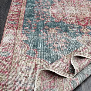 4x6 ft, VINTAGE Turkish Rug, Handmade Rug, Blue Red Rug, Bohemian, Wool Rug, Oushak Rug, 4x6 rugs, Area Rug, Farmhouse Decor, Floral Rug