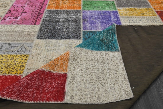 9.9x13 Ft, TURKISH Rug, PATCHWORK Rug, VINTAGE Rug, Oushak