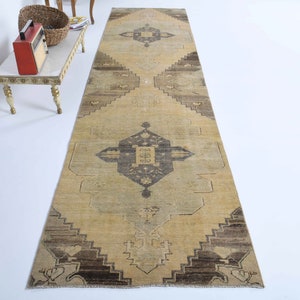 3x11.5 ft, OUSHAK RUNNER, Turkish Runner, Vintage Runner, Wool, Handmade, Hallway Runner, Bohemian, Farmhouse Decor, Turkey Carpet