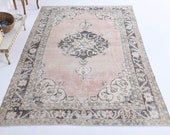 6.3x10.2 ft, ORIENTAL, TURKISH Rug, VINTAGE Rug, Area Rug, Bohemian Rug, Handmade Rug, Authentic Rug, Wool Rug, Pale Pink, Heriz Carpet