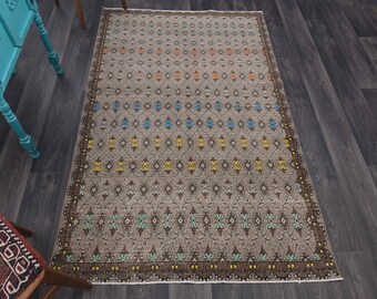 4.6x7.3 ft, TURKISH OUSHAK VINTAGE Rug, Wool Rug, Handmade, Area Rug, Turkey Rug, Farmhouse Decor, Nursery, Brown Colors, Ethnic Carpet